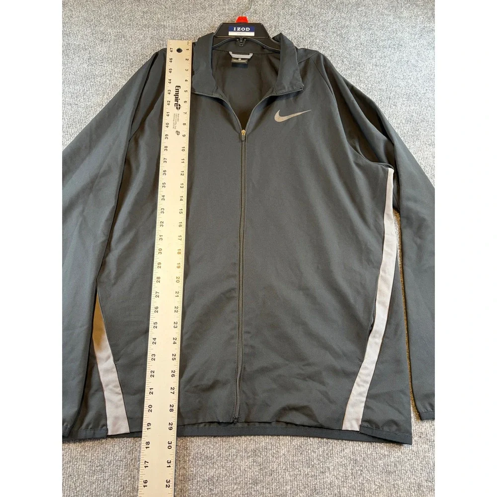 Nike Mens Full Zip Track Jacket Black Grey Swoosh Athletic Training Large
